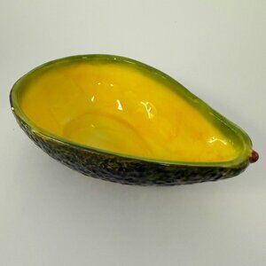 Plentiful Pantry Green & Yellow 7" Avocado Guacamole Ceramic Serving Dish Bowl